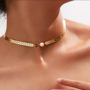‼️3/$30 Sexy Boho Pearl Gold Choker Necklace